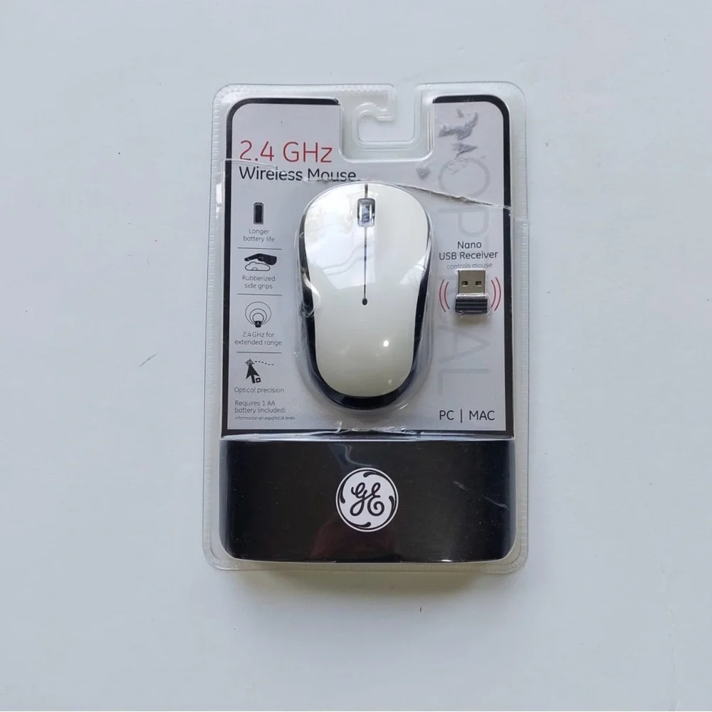 GE 2.4 GHz Wireless Optical Mouse With Nano USB Receiver - NEW
